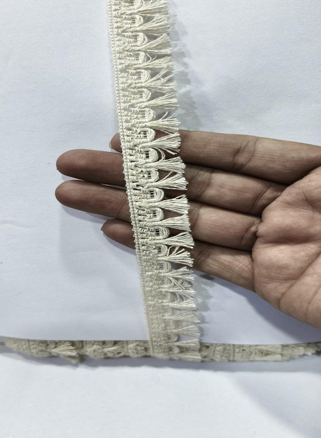 PREMDAS LACES Premdas lace Cotton Off White, Cotton Dyeable Lace Trim, Neutral Color Lace, Home Decor, Scarf Trim, Rustic Style, Tassel Fringe 18 Meter (Off White) - Image 4